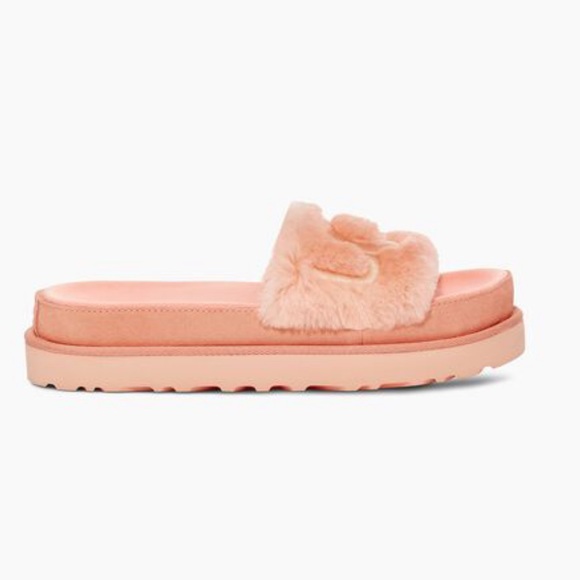 UGG Women’s Laton Fur Slides In Beverly Pink - Picture 7 of 7
